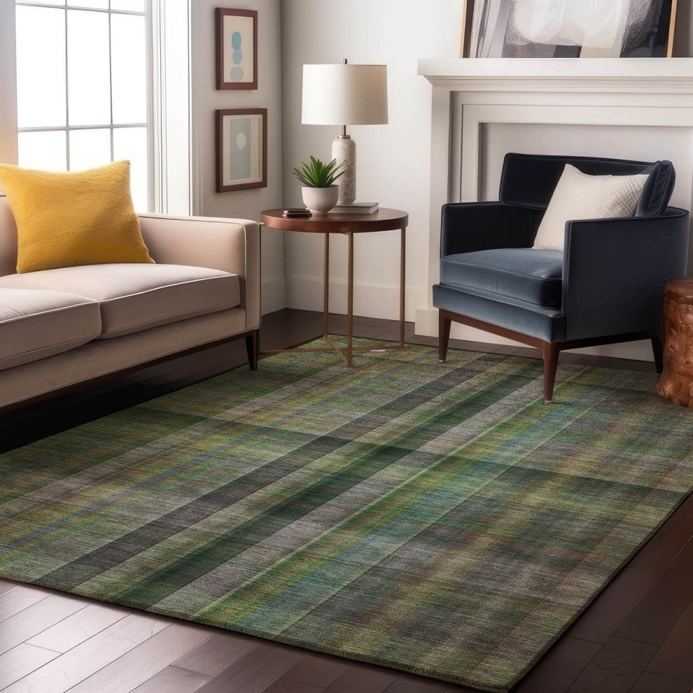 Premium Machine Washable Mayfield AMF548 Green 5' x 7'6" Rug