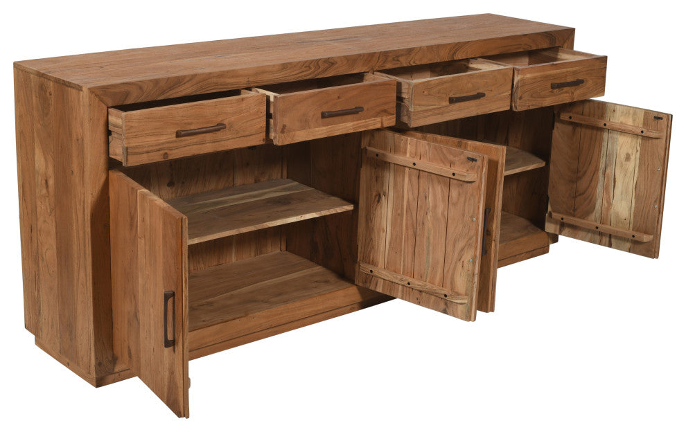 Fernious 4 Drawer 4 Door Sideboard, Natural Finish on Mango Solid Wood
