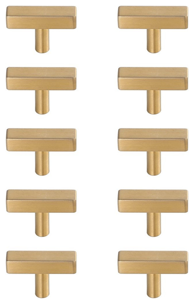 Elegant Decor PL402-1-BR-10PK Dior Brass T Bar Pull Multipack, Set of 10