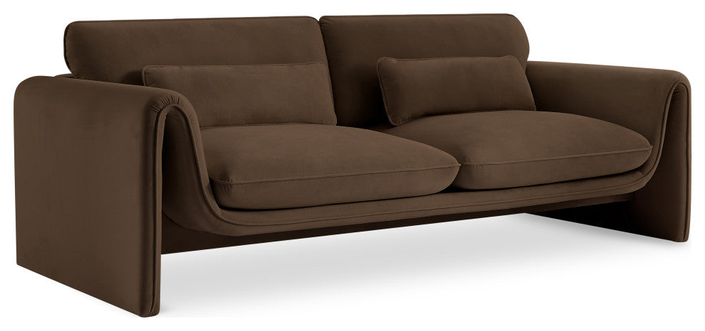 Sloan Brown Velvet Fabric Sofa