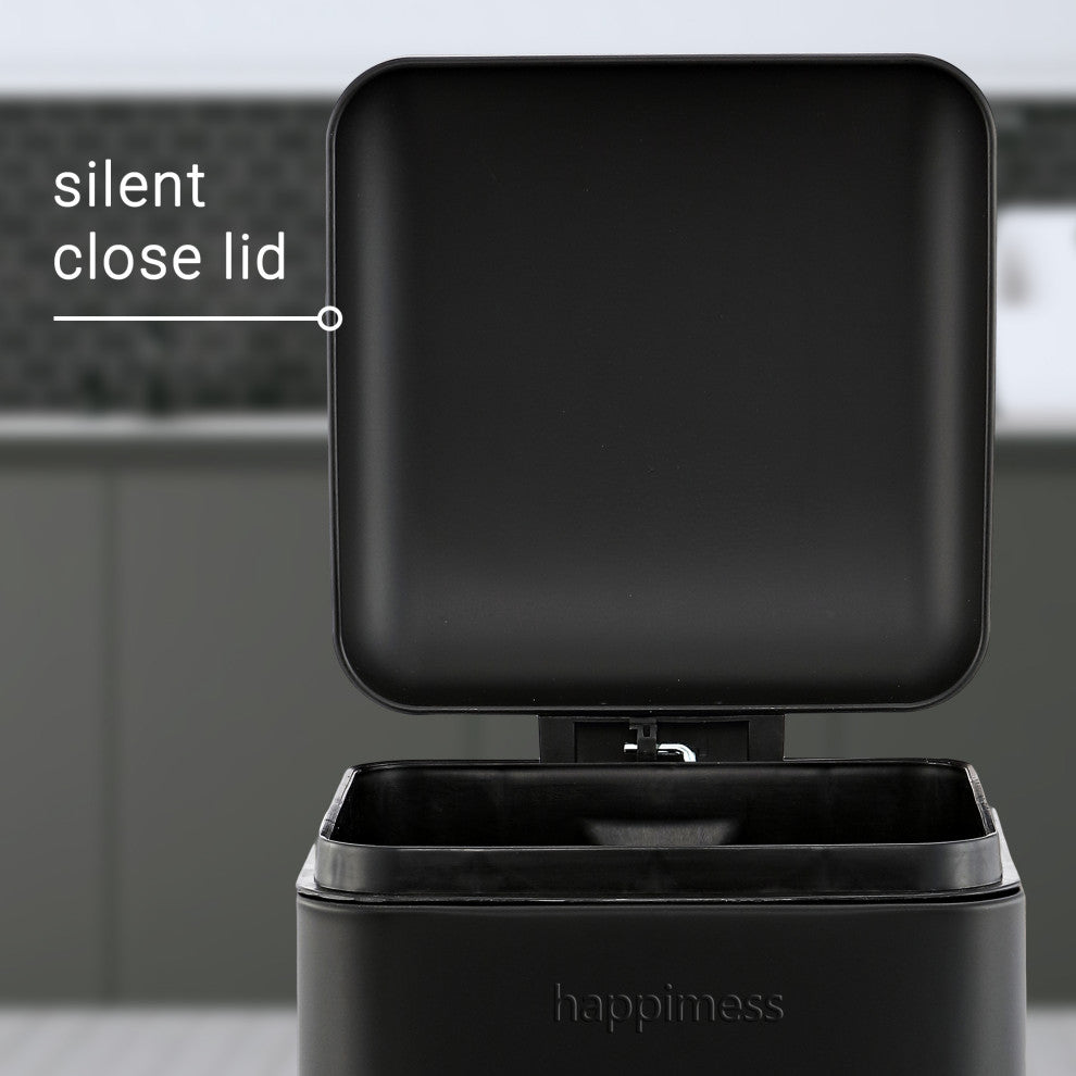 Betty Retro Mini 3.2-Gallon Step-Open Trash Can, Black