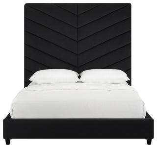 TOV Furniture Javan Black Velvet Bed in Queen