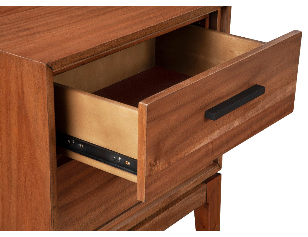 Benzara BM269321 Nightstand With 2 Drawers and Wooden Frame, Brown