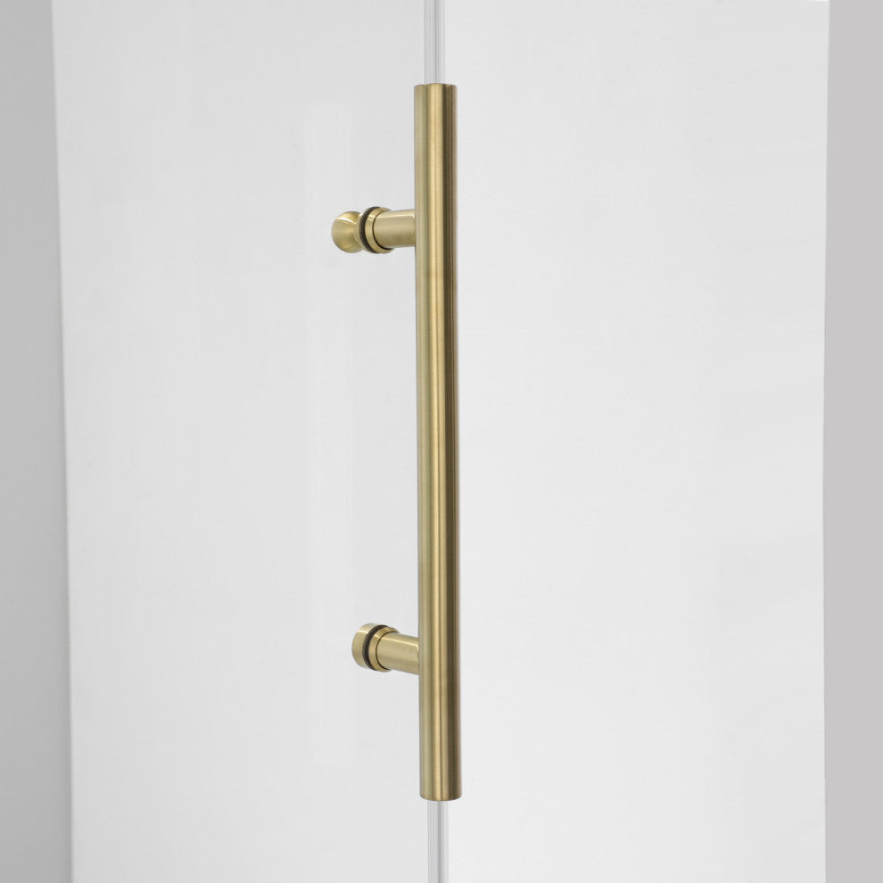 Villena Single Sliding Frameless Shower Door, Brushed Gold, 60"