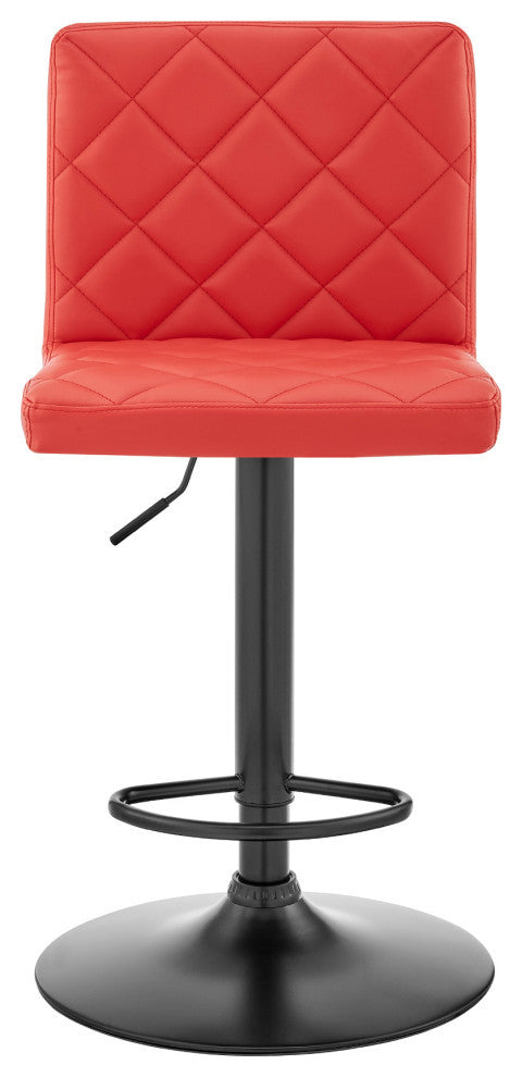 Duval Adjustable Faux Leather Swivel Bar Stool, Red