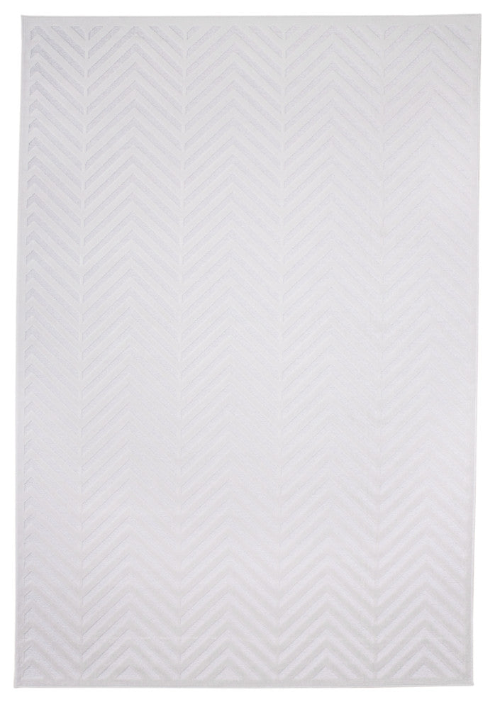 Weave & Wander Soho Lyra Minimal Chenille Rug, White, 5'3"x7'6"
