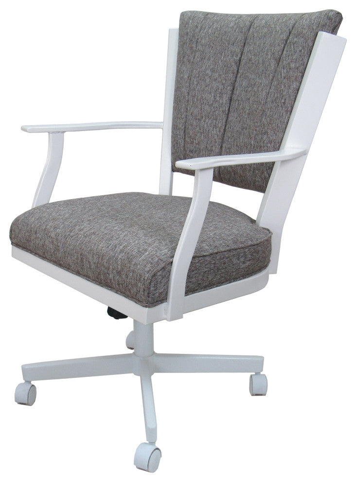 Montana Swivel Metal Dining Caster Chair Reading Base, Mojave Gray, White