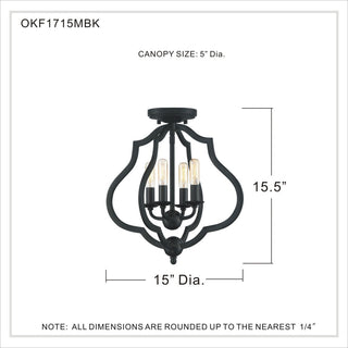 Quoizel OKF1715 O'Keefe 4 Light 15"W Semi-Flush Ceiling Fixture - Antique White