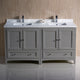 Oxford Double Sink Bathroom Cabinets With Top and Sinks, Gray, 60"