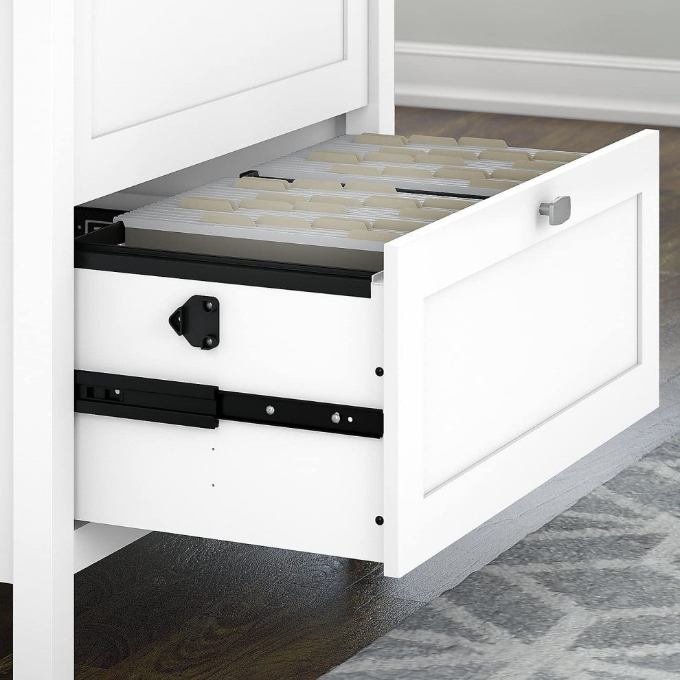 Pure White 2-Drawer Lateral File Cabinet, Contemporary Wooden Design