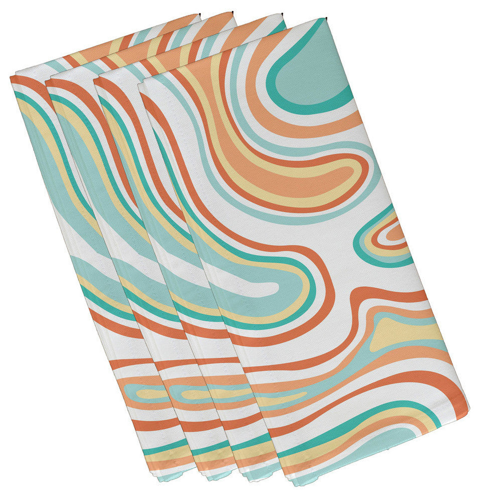 Agate, Geometric Print Napkin, Peach, Set of 4