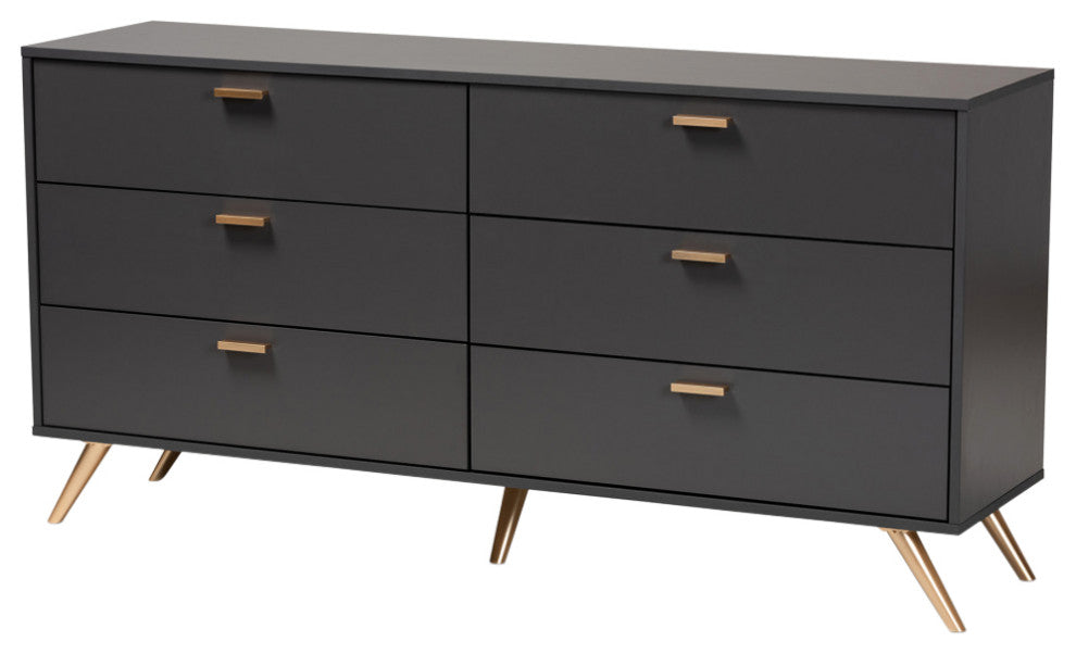 Goldsmith Modern Contemporary Dark Gray/Gold Dresser