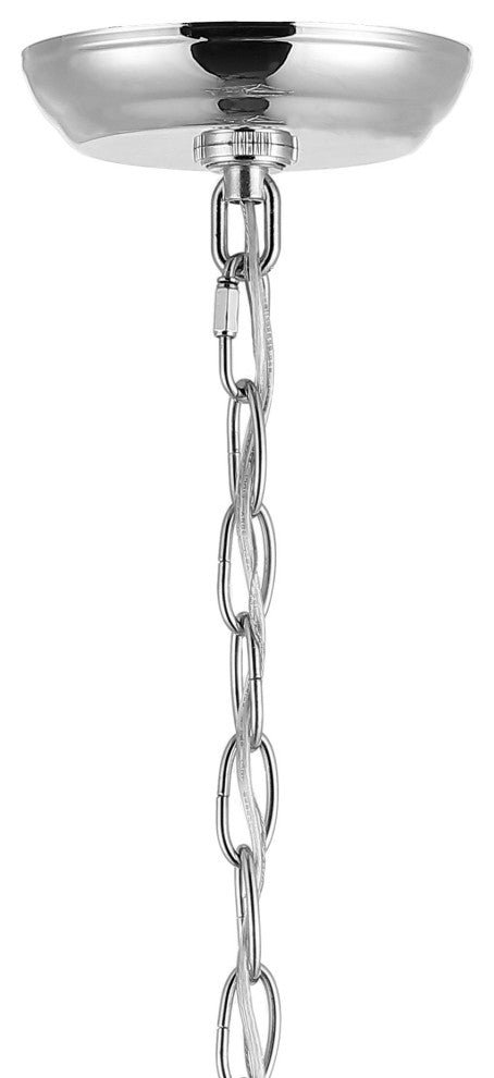 Pagoda Lantern Metal LED Pendant, Chrome, Width: 10"