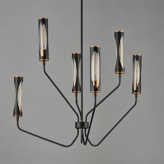 Maxim 16176 Regent 6 Light 36"W LED Abstract Chandelier - Black / Antique Brass