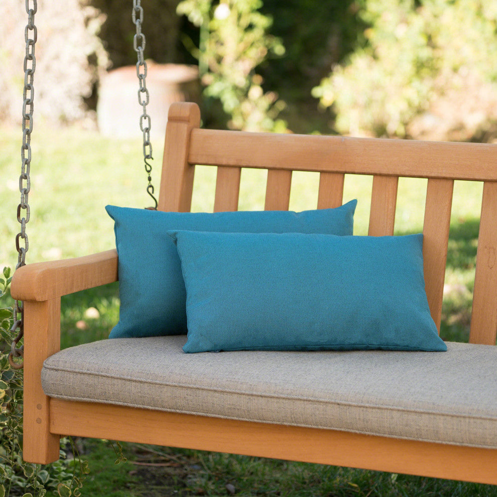 GDF Studio Coronado Outdoor Water Resistant Rectangular Throw Pillow, Teal, Set