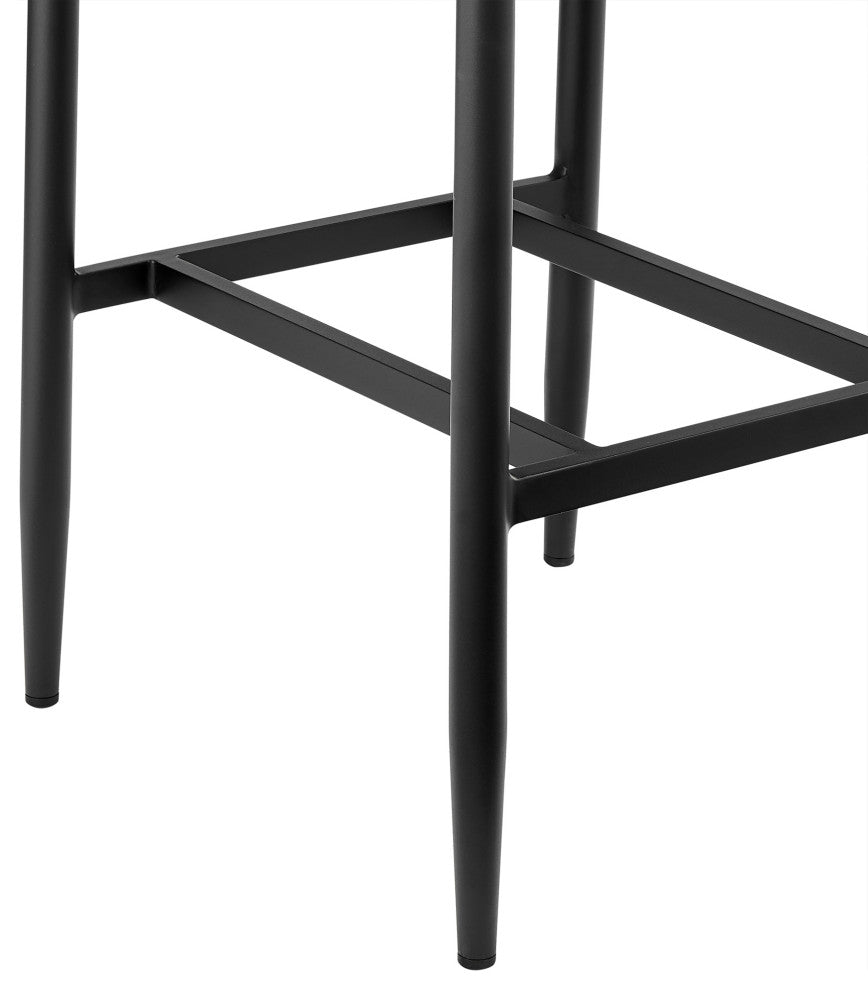 Orlando Outdoor Stool, Aluminum/Teak With Gray Cushions, Bar Height