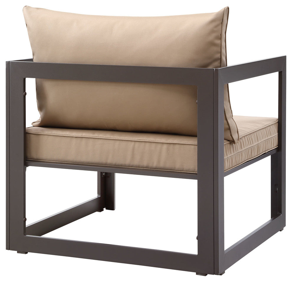 Modern Urban Contemporary Outdoor Patio Armchair, Brown Fabric Steel