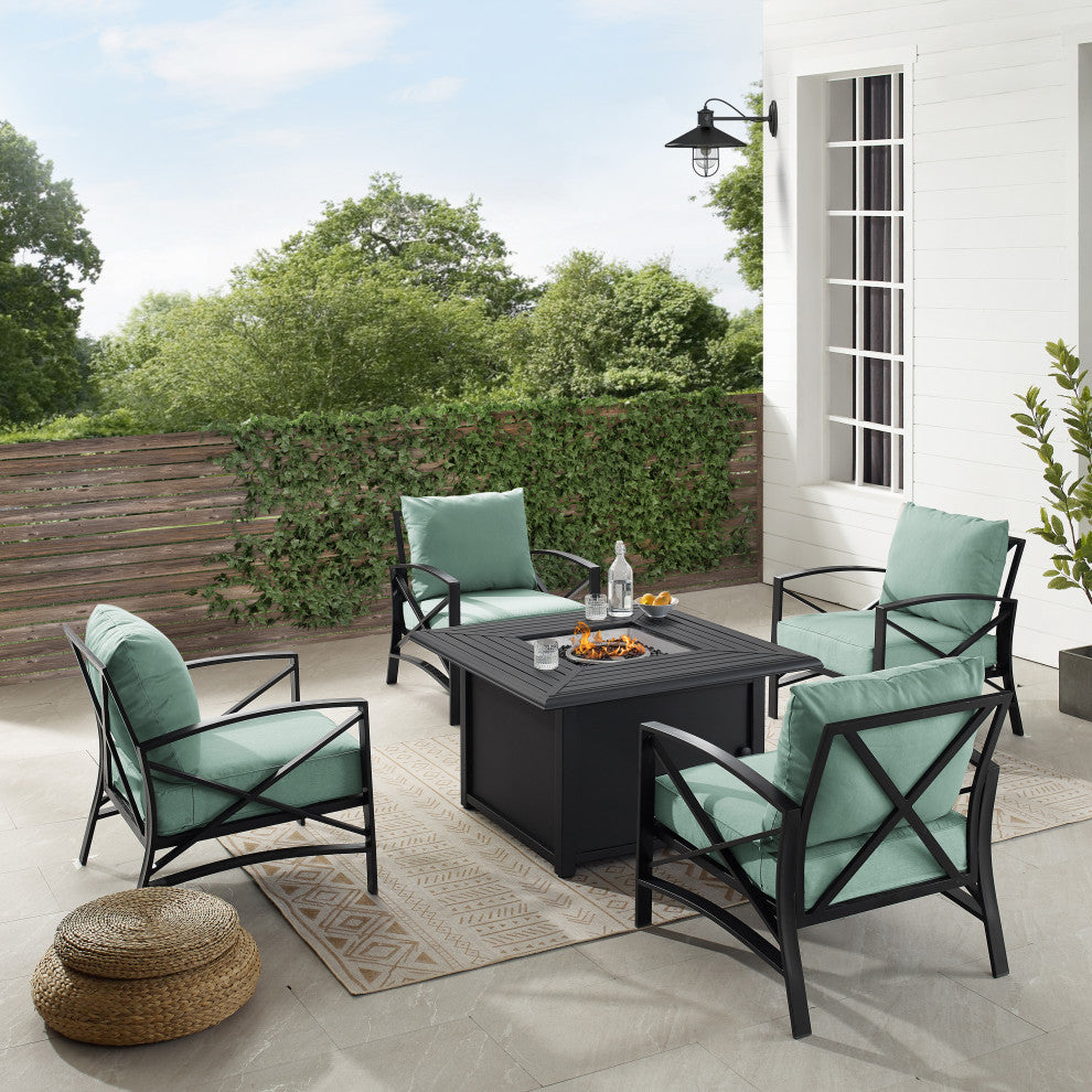 Crosley Furniture Kaplan 5pc Metal Outdoor Conversation Set In Mist Gr