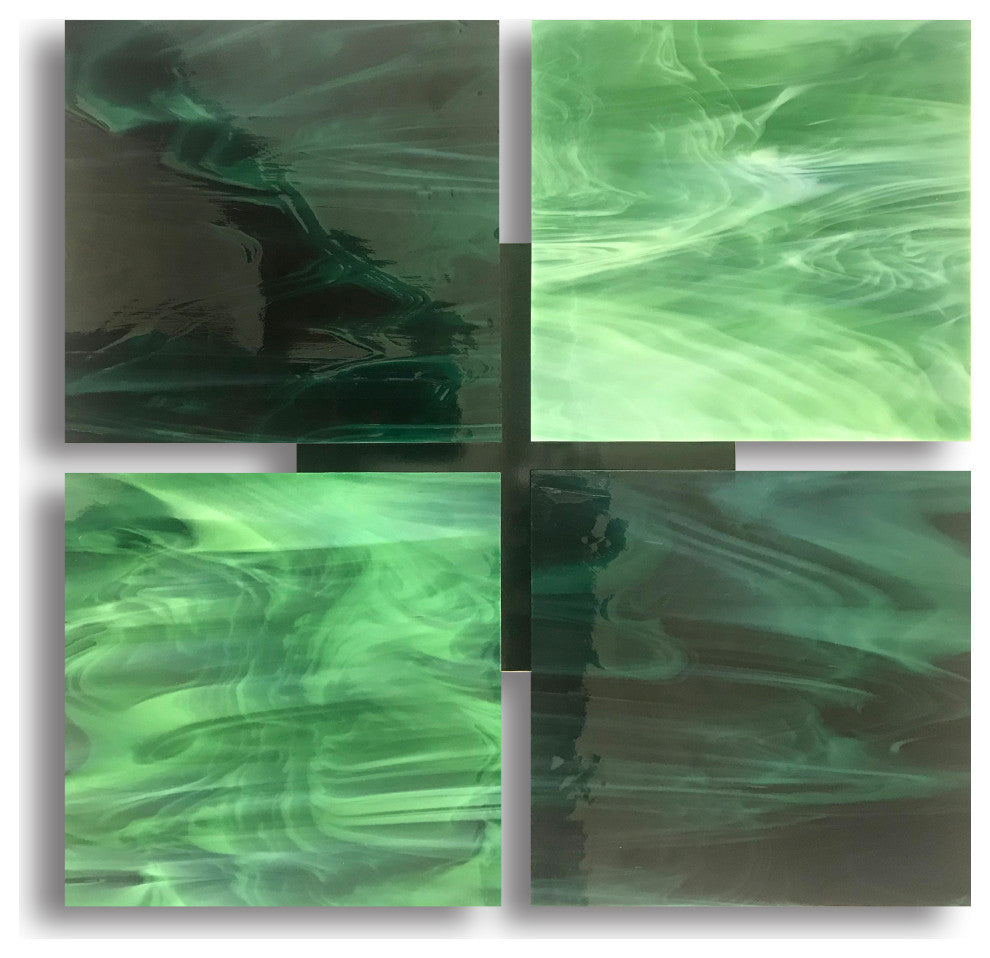 Glass Wall Sculpture 3D "Quads", Green