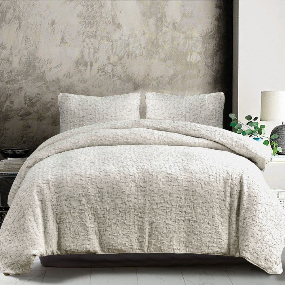 Porto Metalasse Duvet Set, 3 Piece, Taupe, King