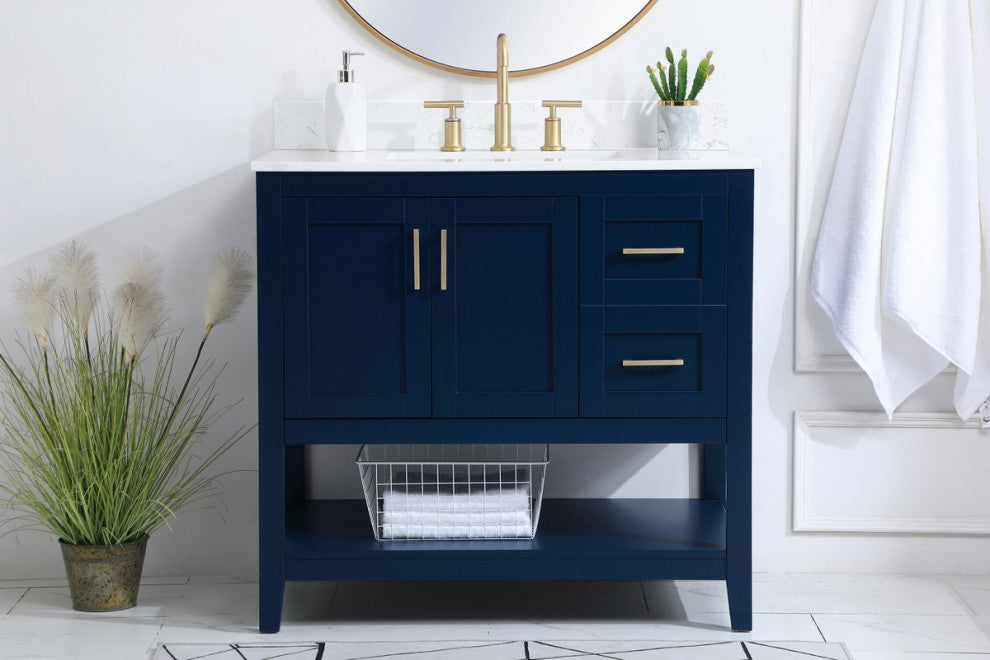 Elegant Decor Aubrey Bathroom Vanity Blue
