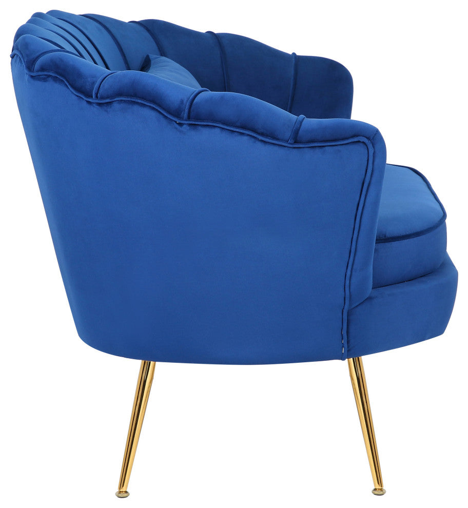 Home Beyond Velvet Sofa Blue Soft Loveseat Daisy Chair for Living Room UC-17DB