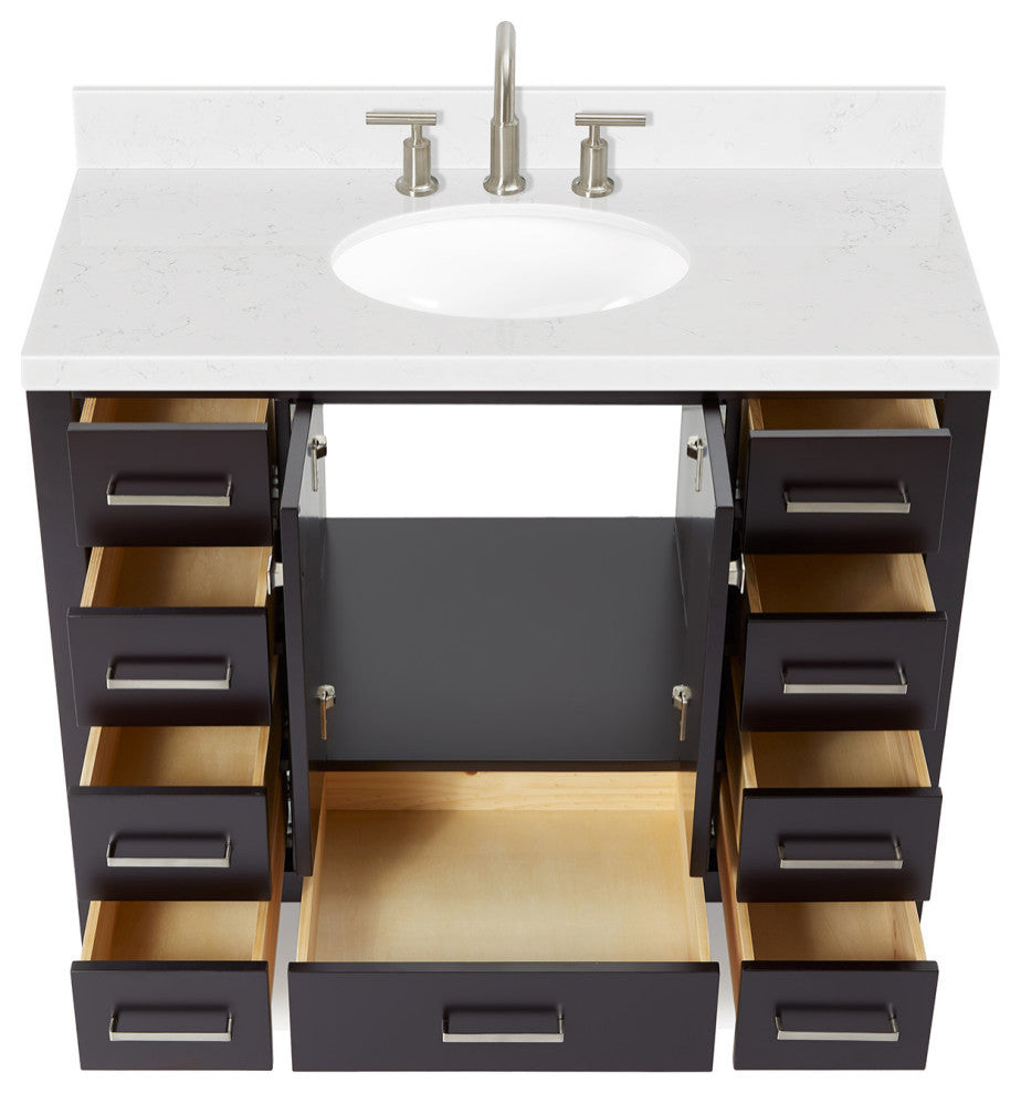 Ariel Cambridge 42" Single Oval Sink Vanity, Carrara Quartz