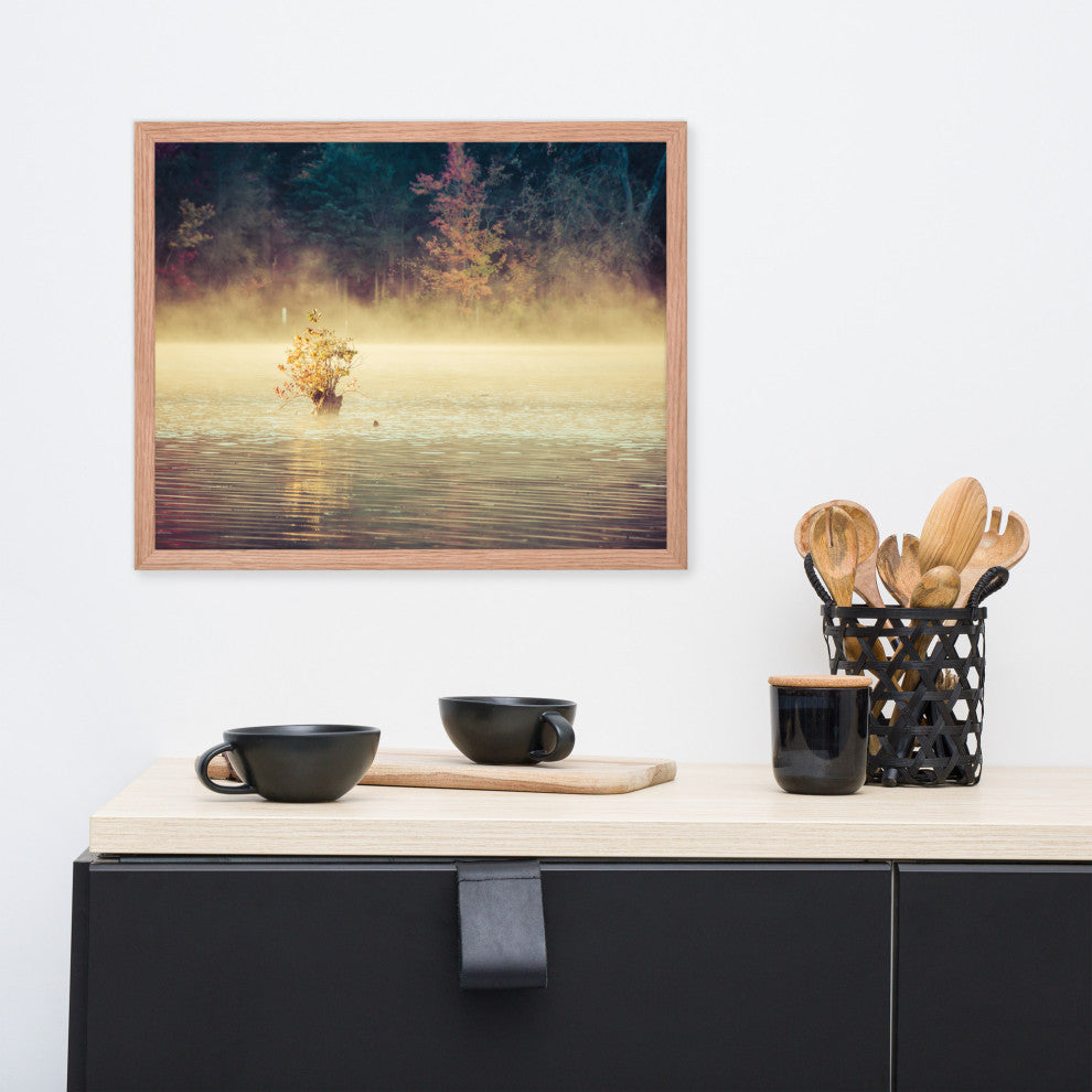 Golden Mist on Waples Pond Framed Photo Paper Wall Art Prints, Red Oak, 16" X 20"