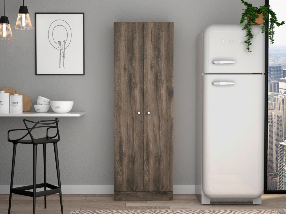 DEPOT E-SHOP Dakari-Storage Single-Door Pantry Cabinet, Dark Brown