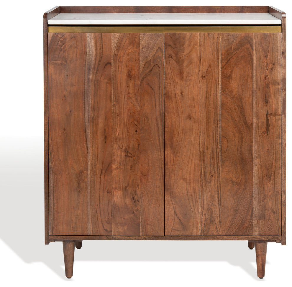 Safavieh Couture Milana Marble Bar Cabinet, Walnut/White