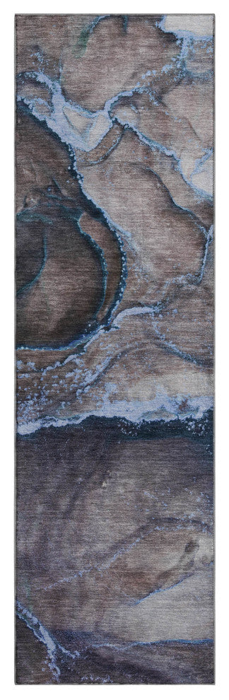 Premium Machine Washable Mayfield AMF525 Navy 2'3" x 7'6" Runner Rug