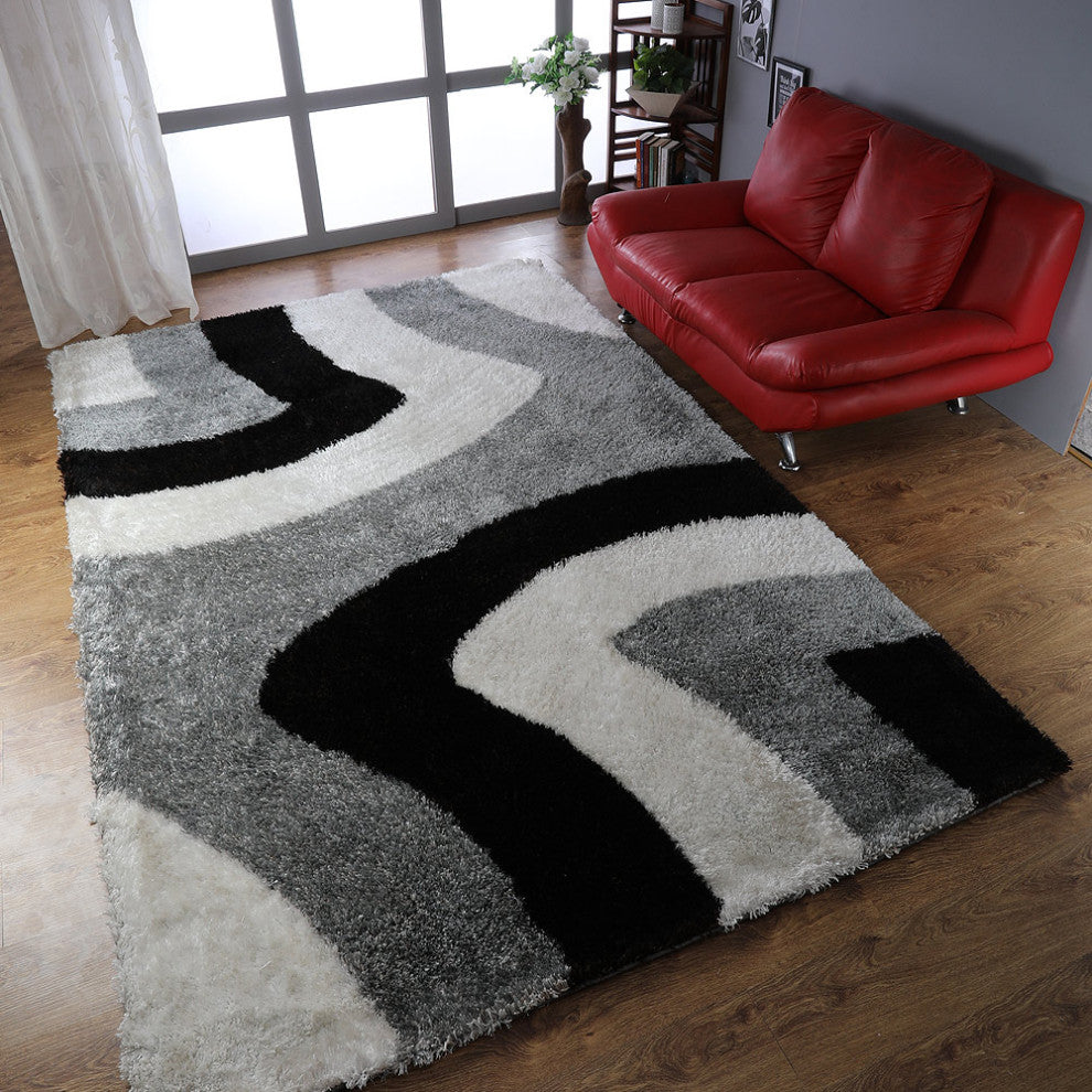 HAND TUFTED SHAG POLYESTER ECO-FRIENDLY AREA RUGS -Multicolor,Contemporary