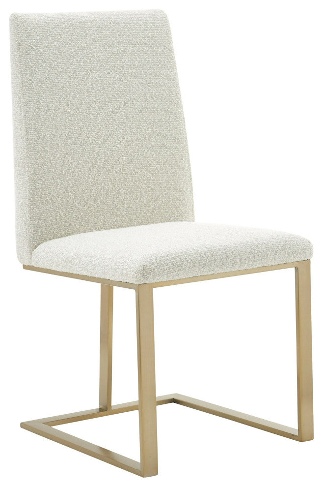 Frankie - Modern Off-White Fabric + Antique Brass Dining Chair