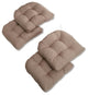19" U-Shaped Twill Tufted Dining Chair Cushions, Set of 4, Brown