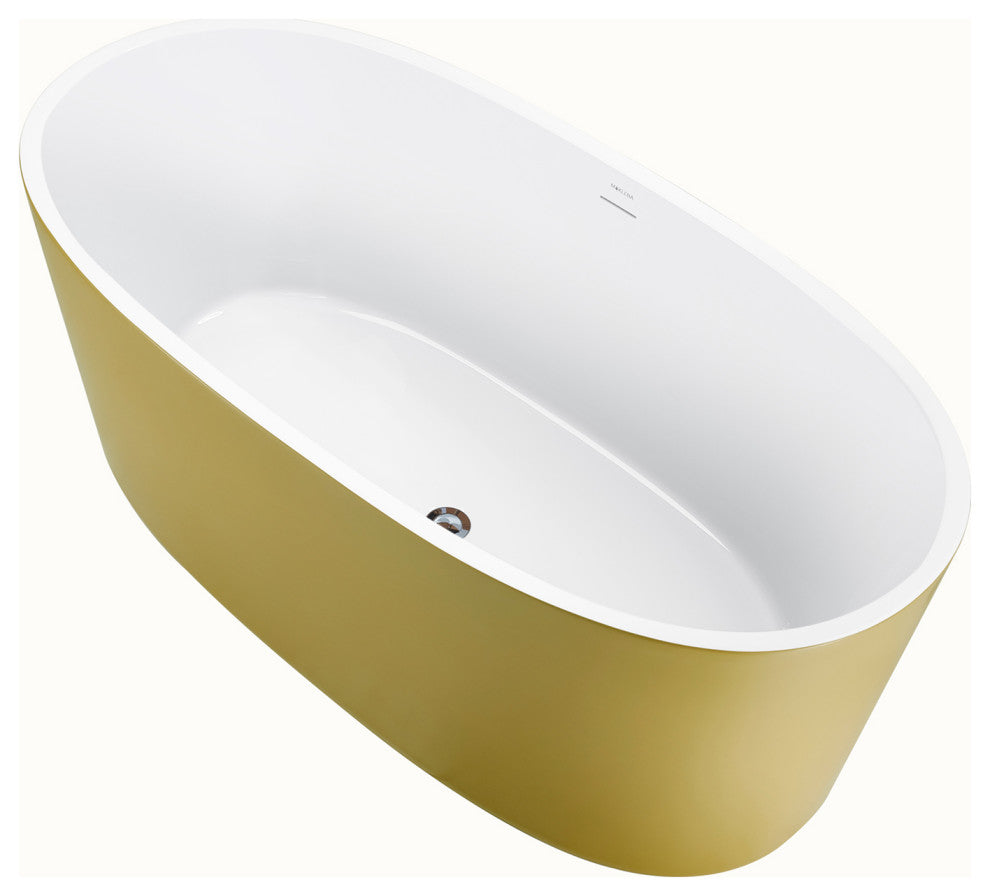 Mokleba 59-in Freestanding Tub With Drain and Overflow, CUPC Certified, Yellow
