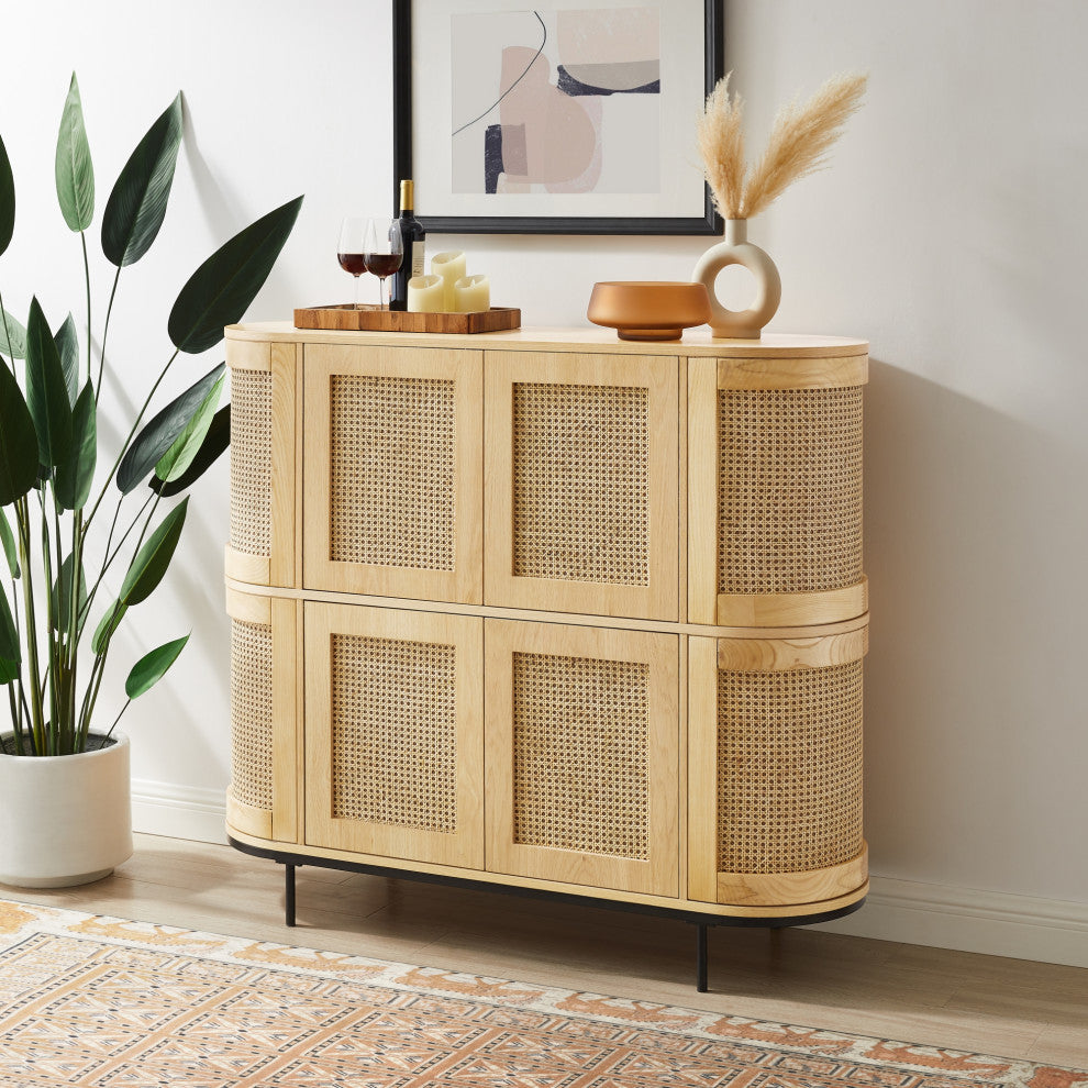 Loft Lyfe Darrius Cabinet, Storage, 4-Door, 55Lx17.7Wx47H, Oak