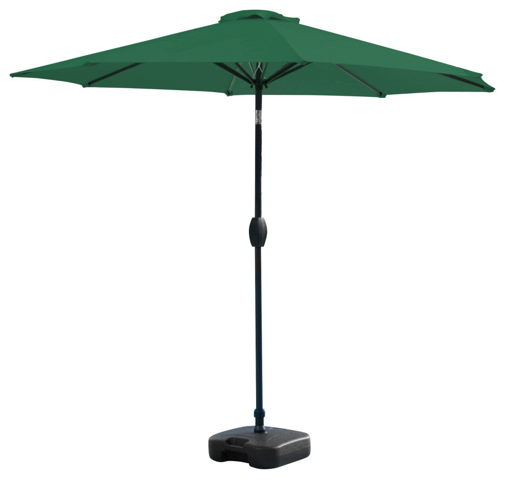 WestinTrends 9Ft Outdoor Patio Table Umbrella with Plastic Fillable Base, Dark Green