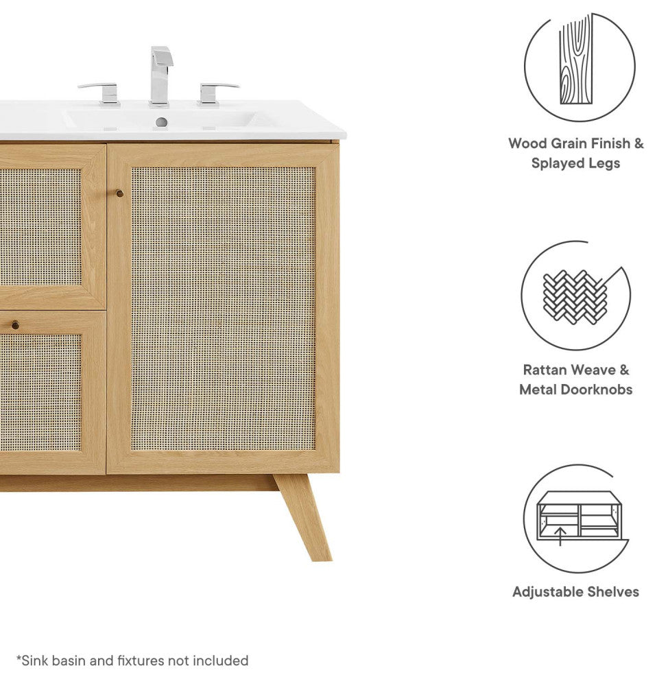 Soma 48" Single or Double Sink Compatible Bathroom Vanity Cabinet - Oak