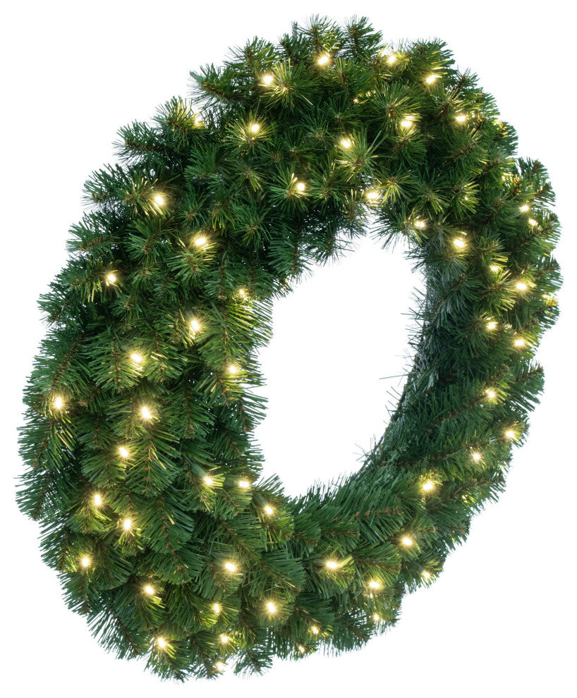 48" Oregon Fir Wreath Wa 150Led Wmwht