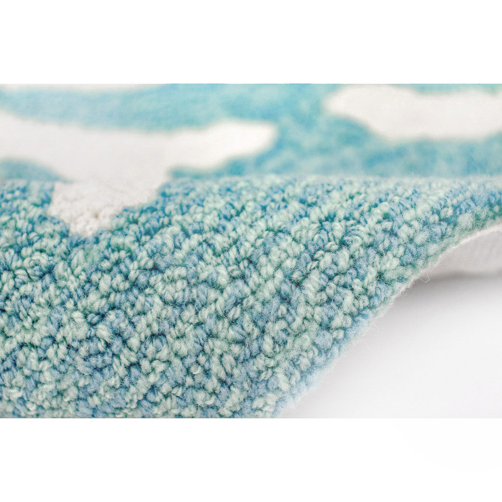 Capri Coral Border Indoor/Outdoor Rug, Aqua, 2'x5'