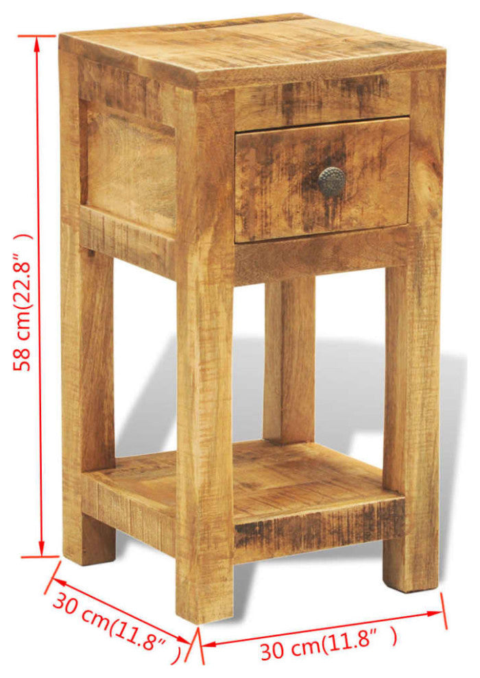 vidaXL Nightstand with 1 Drawer Solid Mango Wood