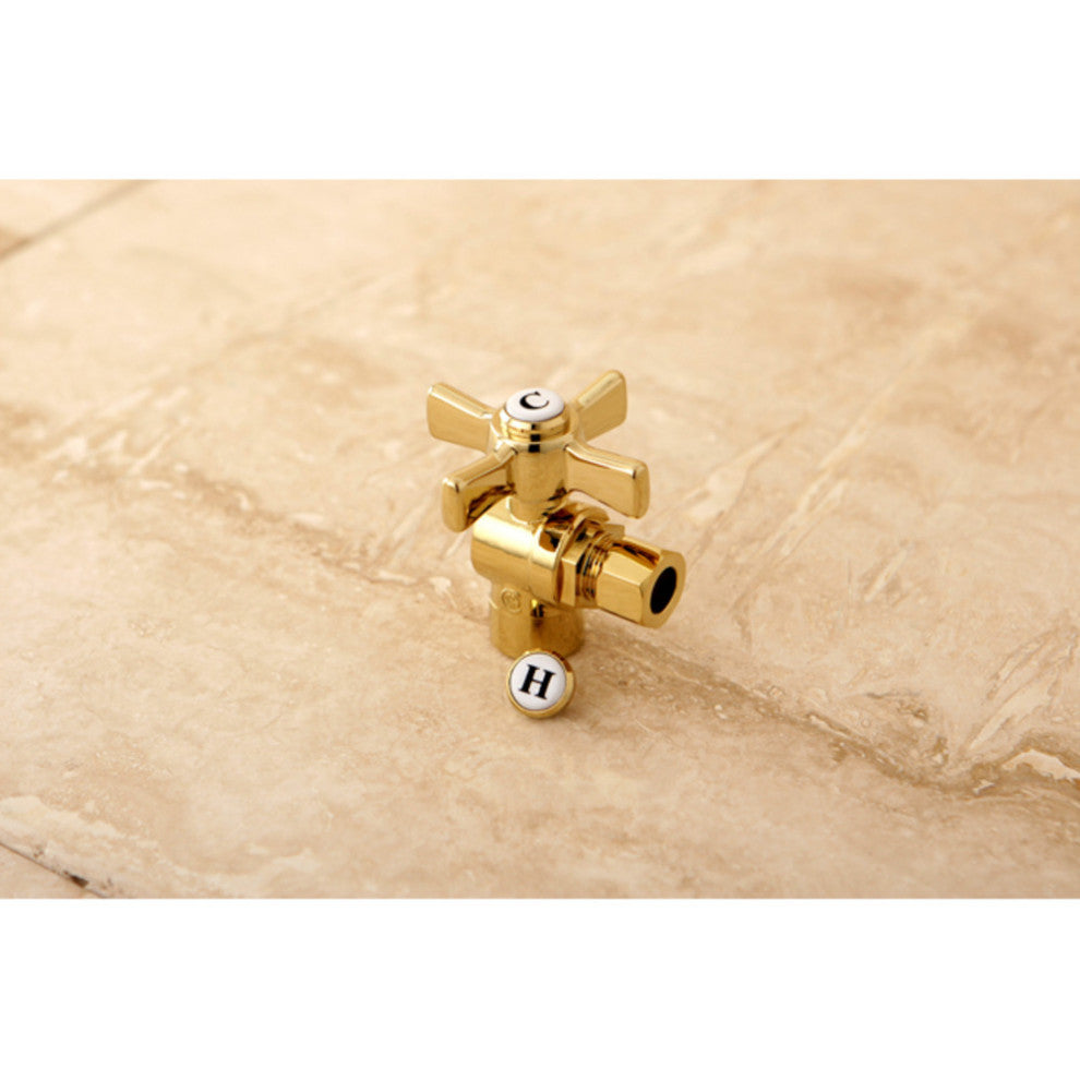 Kingston Brass 1/2" Sweat X 3/8" OD Comp Angle Stop, Polished Brass