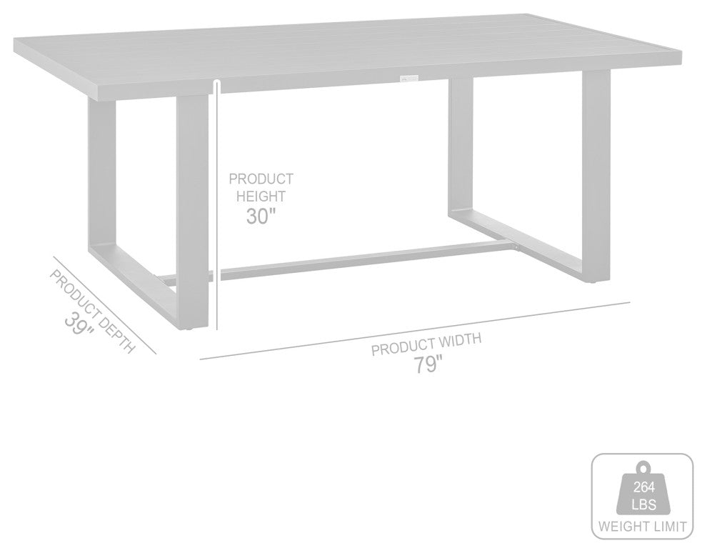 Menorca Outdoor Patio Dining Table, Aluminum