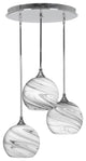 Empire 3-Light Cluster Pendalier, Chrome/Onyx Swirl