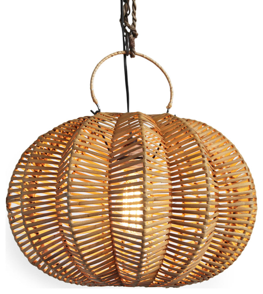 Split Stain Pumpkin Pendant Lantern 16"