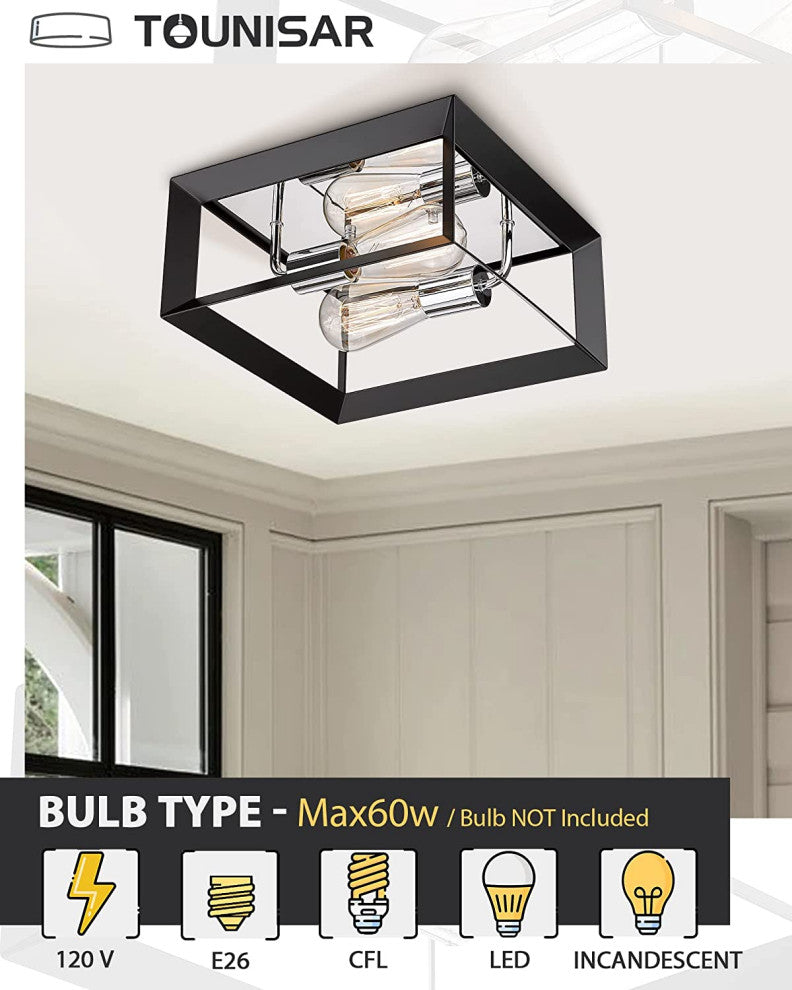 2 Light Modern Ceiling Lamp, Chrome