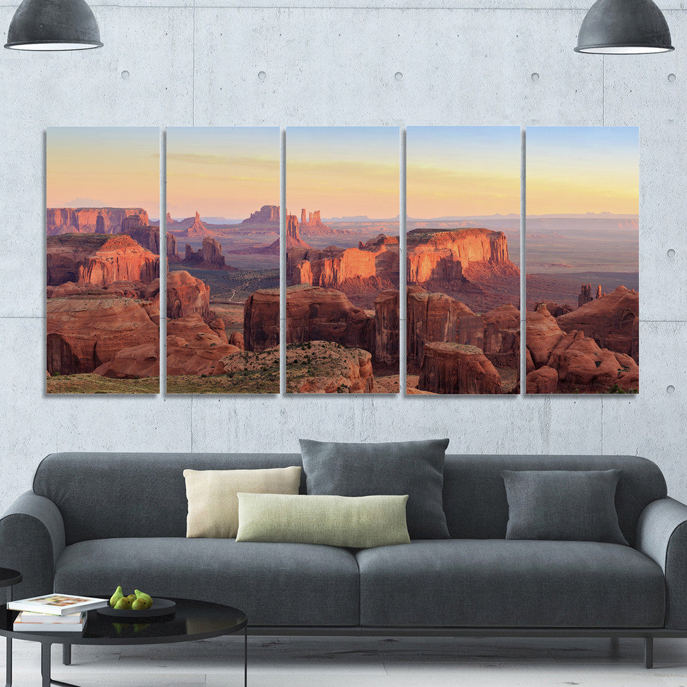 Hunts Mesa Panorama, Landscape Canvas Art Print, 60"x28", 5 Panels