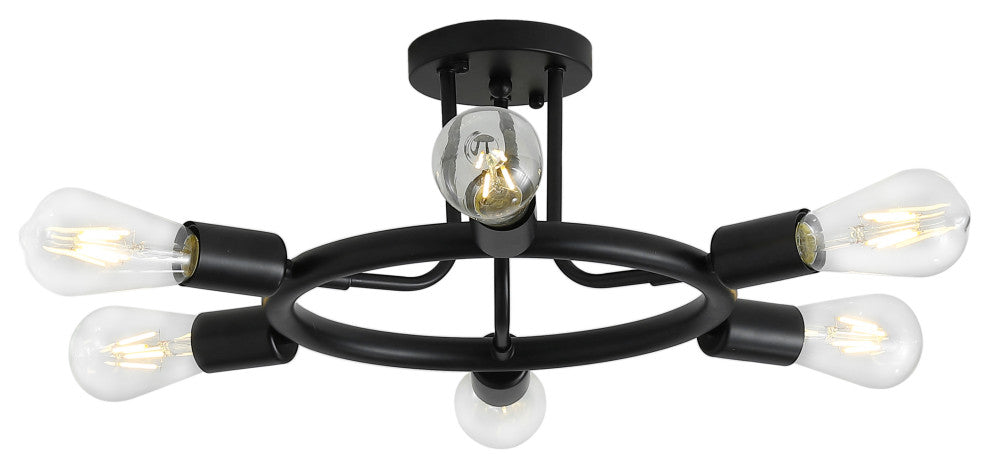 Modern 6-Light Ceiling Light Unique Sputnik Semi Flush Mount Ceiling Lamp, Black