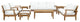 Modern Contemporary 9-Piece Set, Outdoor Patio Teak Sofa Set, White Wood