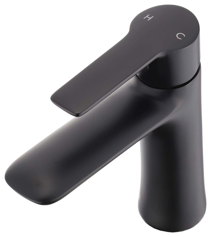 Fine Fixtures Round Single Hole Bathroom Faucet, Black